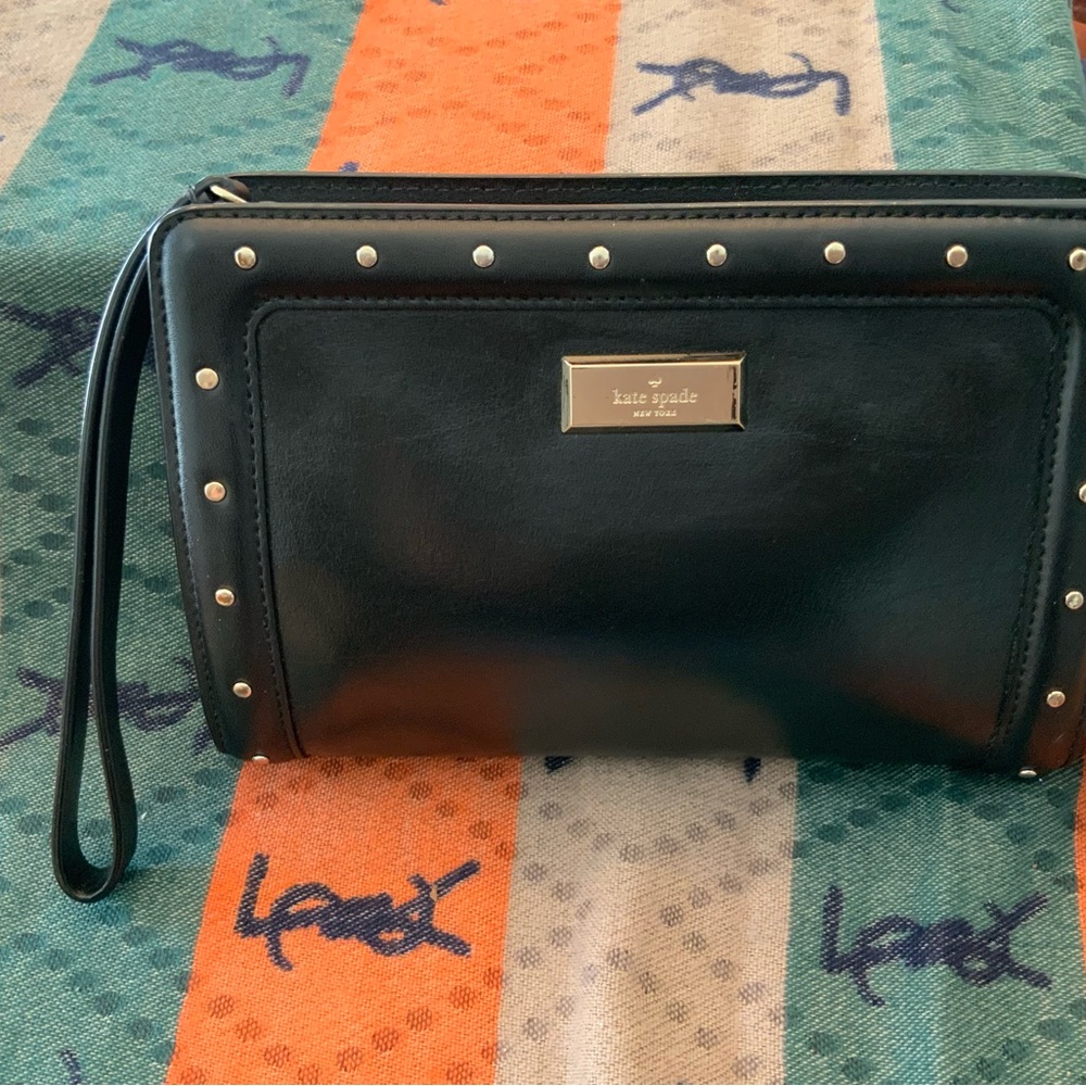 Kate Spade Black Wristlet with Silver Studs